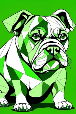 bulldog in pablo picasso style in green
