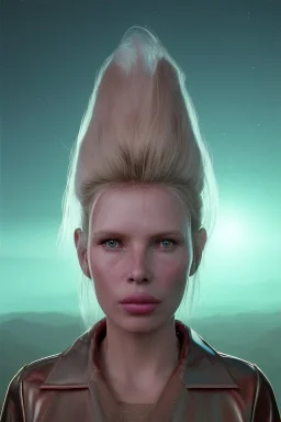 Ultra Realistic retro sci-fi scene, portrait, blonde woman, sweet young Kim Basinger face, perfect iris, glow eyes, makeup. Saturn background, Retro sci-fi style, helmet, tight latex coat, fog, rain, soft color, highly detailed, unreal engine 5, ray tracing, RTX, lumen lighting, ultra detail, volumetric lighting, 3d, finely drawn, high definition, high resolution.