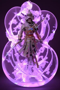 Futuristic Neon crystal skeleton samurai smoke glass fire water