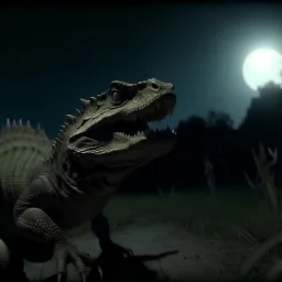 pov from inside a dark magical lizard with civilizations surrounding on the teeth, laborious farmers and family workers walking on the tongue, moon light, mystical vibes, 4k