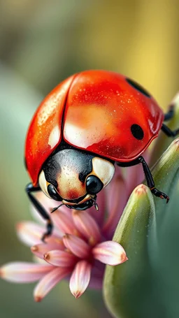 ladybug on nature , fantasy art, delicate, macro visual, ultra realistic, cartoonish drawing, stylishly executed watercolor, in UHD format, (masterpiece, best quality: 1.4), artistic style that combines the fiery line drawing with the liveliness of watercolor. detailing, with sharp focal points and smooth even transitions. The overall feeling of dynamism and sophistication, the shooting angle is clear and expressive, golden ratio, sophistication and fiery.