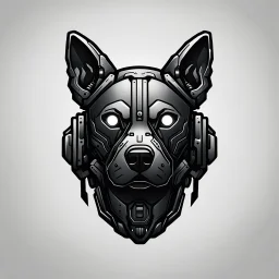 a blank background a dark themed logo that looks like the cyborg dog