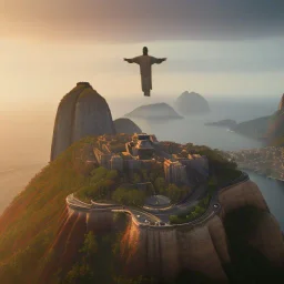 Christ the Redeemer, beautiful, landscape,sunset, unreal engine 5, cinematic lighting, photorealistic, realistic, hyper detailed, 8k, octane render, cinema 4d