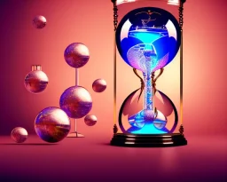 Cosmo space inside a glowing hourglass, intricate, realistic, digital art, meticulously detailed