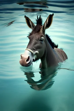 a donkey swiming
