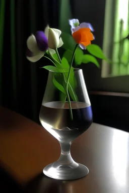 Simple flowers in a glencairn-glass.