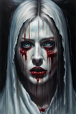 An undead oil painting portrait of Joan of ark, hauntingly ominous and truly horrifying, unsettling and macabre, art style of Linnea Strid and Gyorgy Kepes stunning HD, trending on artstation, CGSociety