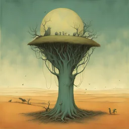 surreal nightmare wrapped in an enigma, by Dr Suess and Zdzislaw Beksinski and ALESSANDRO GOTTARDO, surreal, strange, sharp colors, eerie, mysterious, sinister