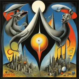 Album cover art, by Gerald Scarfe, by Gabriel Pacheco, by Bob Gorrell silkscreened surreal illustration; …! …! …! …! You Gotta stem the evil and keep it on the inside, heavy dreamy colors, Pink Floyd aesthetics, smooth album cover, Pig snout a charade!