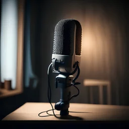 A voiceover reads the script in front of a microphone at home