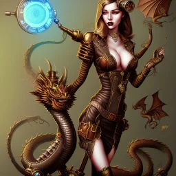 steampunk dragon pinup woman art