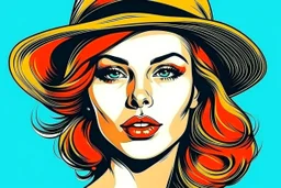 beautiful woman in hat in pop art style vector