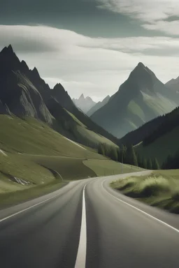 cuadro de montaña y camino