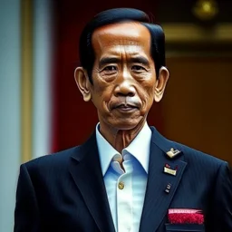 Joko Widodo The president of Republic Indonesia in militiary cyberpunk style