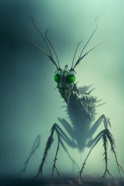 freddy kreuger as a grasshopper, trending art, 8k, depth of field, volumetric fog