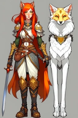 Teenaged Female Red haired kitsune paladin