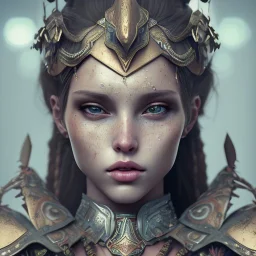 portrait of a warrior with godddes beautiful girl themed armour, extremely detailed, UHD, 8k,macro lens, perfect position,hyperphotorealistic, unreal engine 5, octane render