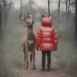 Bambi, red, autochrome, plastic puffy jacket