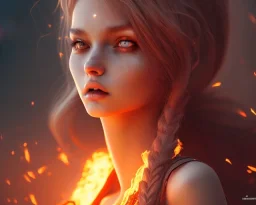 Fire girl ,RTX, TXXA, SSAO, High quality,hyperrealistic, cinematic, Super detailed, HDR,4k