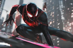 Miles morales in 8k nier automata drawing style, spider man them, cinematic mood, neon effect, close picture, bones, highly detailed, high details, detailed portrait, masterpiece,ultra detailed, ultra quality