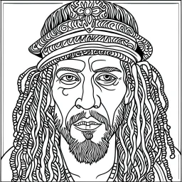 coloring page for kids, simple rastaman with black and bold lines