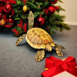 Turtle by the Christmas tree