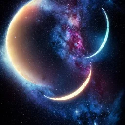 high-quality, fine-detail crescent moon made of nebula, galaxy, milkyway, 8k resolution, 3D octane render, intricate, sharp, crisp, digital art, detailed matte, volumetric lighting, George Grie, Anne Dittman, Anne Stokes, Lisa Parker, Selina French,