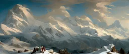 epic mountains in snow by Andrea del sarto