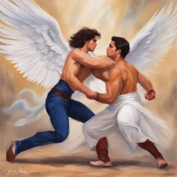 [art by Bekka Bjorke] Jacob wrestling with angel