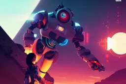 (((robot writing on a computer))), in the Style of Artgerm and Charlie Bowater and Atey Ghailan and Mike Mignola, vibrant colors and hard shadows and strong rim light, Comic Cover Art, epic scene, plain background, trending on artstation