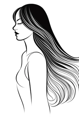 Outline of female body with long hair