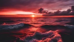 Red sunrise at sea