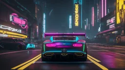 Bentley Paragon R ultimate need for speed tuning Mansory Cyberpunk 2077 neon Style Rear View, Super Detailed, desktop wallpaper, 4K