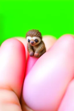 tiny sloth climbing a finger