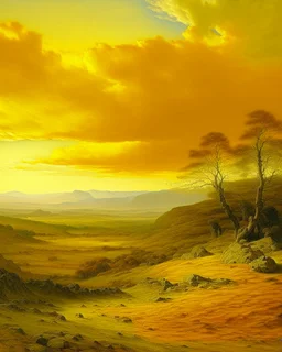 Yellow moorlands near hot springs painted by Francis Danby