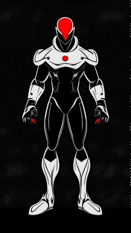 Dragman art illustration black background red and white color full body