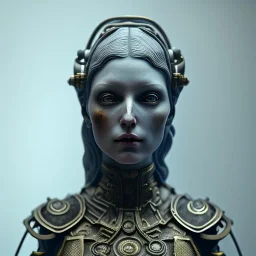 a greek marmor statue of a woman, steam punk, scary, horror, realistic, made in octane, cinematic, movie, CGI, ultra-realistic, extremely detailed octane rendering, 8K, VRAY Super Real ar 2:3, dof photorealistic futuristic 50mm lens hard lighting dark gray tintype photograph, realistic lighting, sephia colors