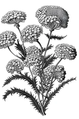 Achillea flower BLACK WITHE DRAWING