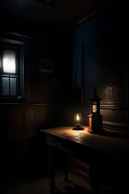 dark room iluminated by a light in the midle