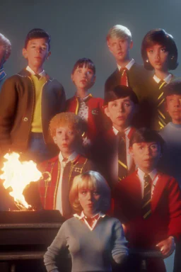 The Grange Hill gang spitting and setting it on fire.