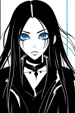 A brunette goth girl, in the style of Tite Kubo's Bleach