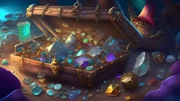 Lots of Treasure and gems on a pirate ship