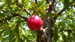 Una vez al año, un árbol antiguo daba un único fruto rojo brillante.