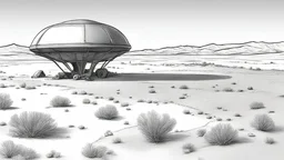 sketch drawing a ufo crash landing site in the nevada desert