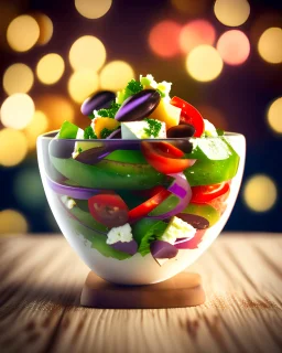 greek salad. HD. highly detailed. 8k. 35mm, F/2.8. background blurry bokeh