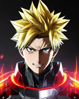 Detailed anime portrait of bakugo from my hero academia, gold hair and golden eyes, black suit, intricate details, full body portrait, keep head in frame, slight smile, black Japanese motif, concept art, highly detailed, digital painting, concept art, sharp focus, illustration, art by Yoji Shinkawa, WLOP and greg rutkowski and alphonse mucha and artgerm and yanjun Chen and Junji ito and Makoto Shinkai, HDR, octane render