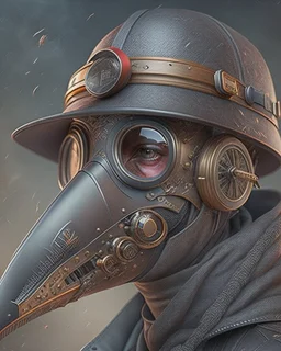 Best quality, masterpiece, ultra high definition,Futuristic, cyberpunk, Plague doctor mask, Comic style