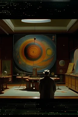 4K realistic Otherworldly, Austrian Symbolism, arcane atmosphere, Finn Juhl-Arnaldo Pomodoro-Dieter Rams sun shaped Machine art style installation, by sergei Parajanov movie, philosophic and trascendent, cosmic infinite influence, charles leickert, henry luyten, and walter leistikow impressionism paintings
