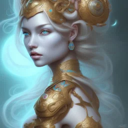 sango fantasy, fantasy magic, intricate, sharp focus, illustration, highly detailed, digital painting, concept art, matte, artgerm and paul lewin and kehinde wiley, masterpiece sexy lips Asian lady body turquoise space lady space sun galaxy