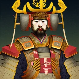 Ukiyo-e Style , Male Samuri in armour